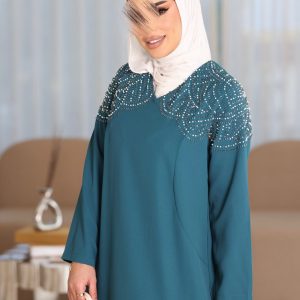 Gleaming Pearl Detailed Evening Dress