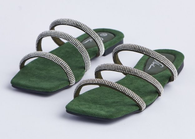 Swarovski Crystal-Strap Elegant Slippers
