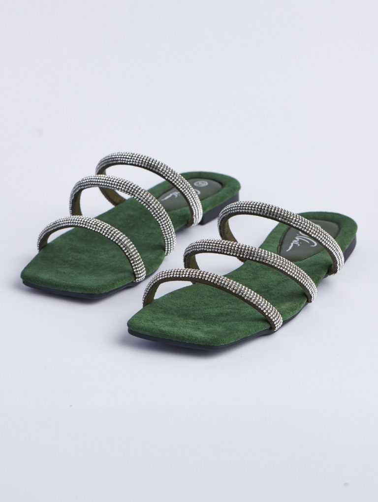 Swarovski Crystal-Strap Elegant Slippers