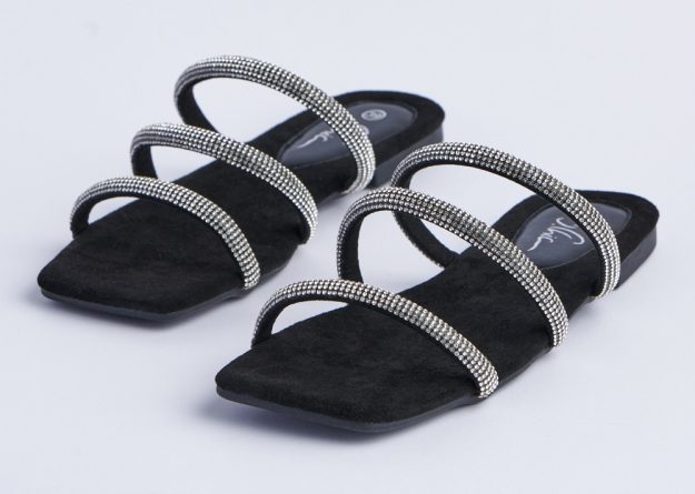 Swarovski Crystal-Strap Elegant Slippers