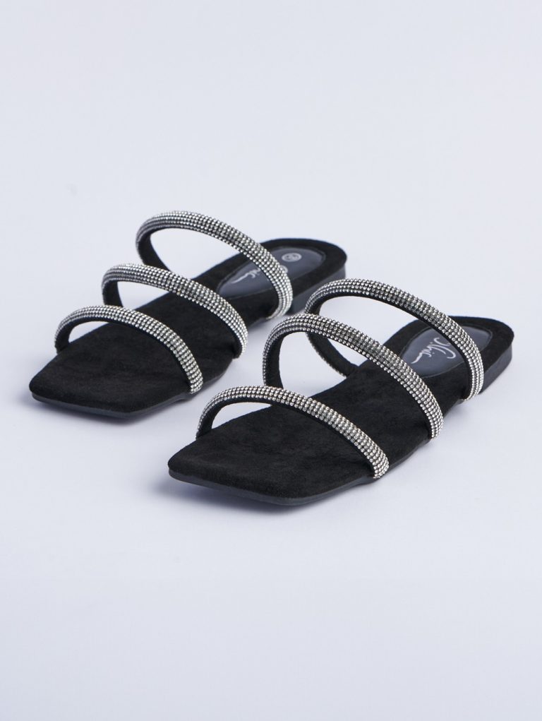Swarovski Crystal-Strap Elegant Slippers