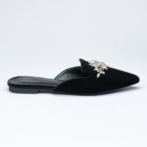 Crystalized Velvet pointed Slides