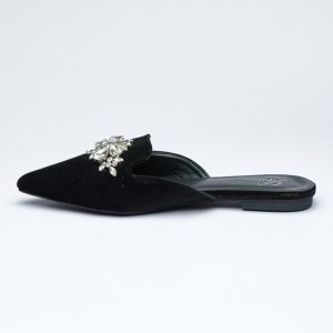 Crystalized Velvet pointed Slides