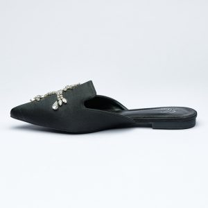 Crystal-Embellished Satin Pointed Mules