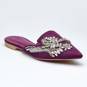 Crystal-Embellished Satin Pointed Mules
