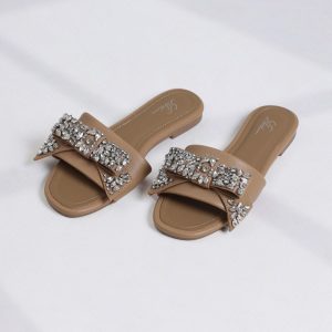 Luxury Crystal-Decorated Slide Sandals
