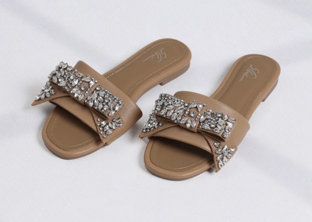 Luxury Crystal-Decorated Slide Sandals