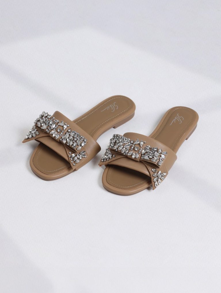 Luxury Crystal-Decorated Slide Sandals