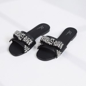 Luxury Crystal-Decorated Slide Sandals