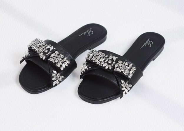 Luxury Crystal-Decorated Slide Sandals