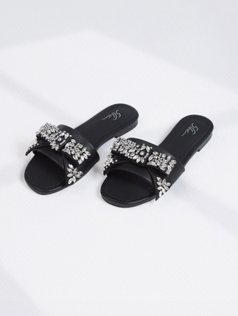 Luxury Crystal-Decorated Slide Sandals