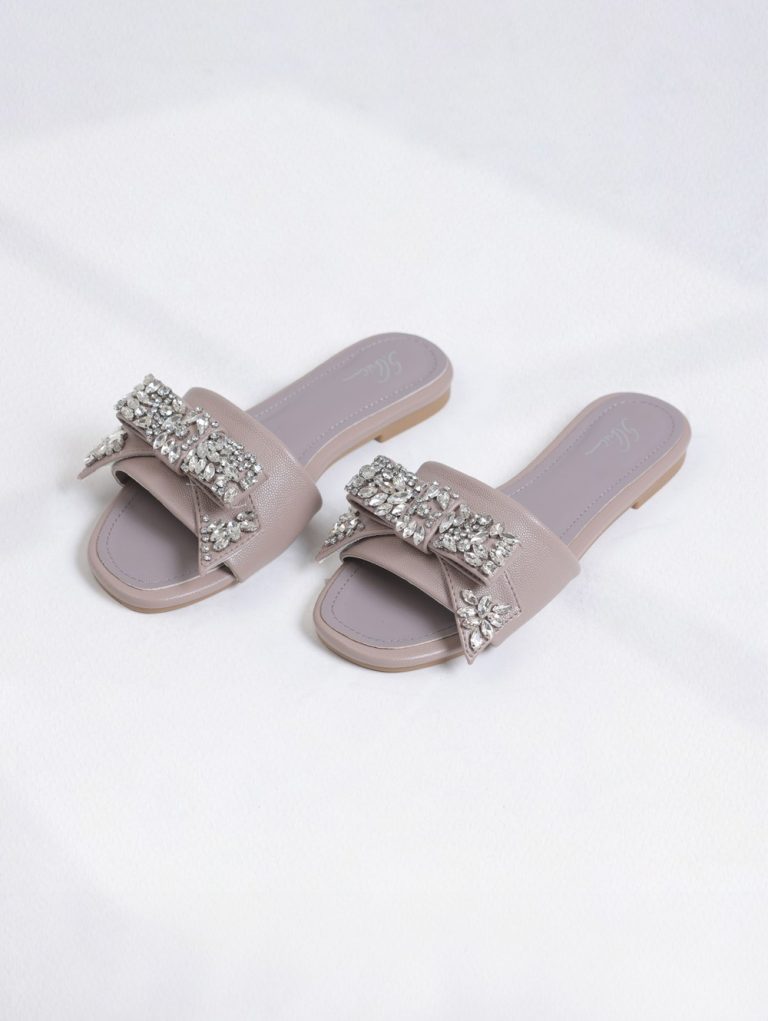 Luxury Crystal-Decorated Slide Sandals
