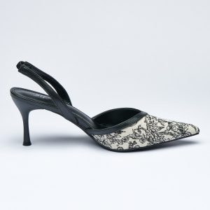 Black and White Printed Slingback High Heel