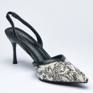 Black and White Printed Slingback High Heel