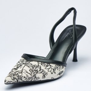 Black and White Printed Slingback High Heel