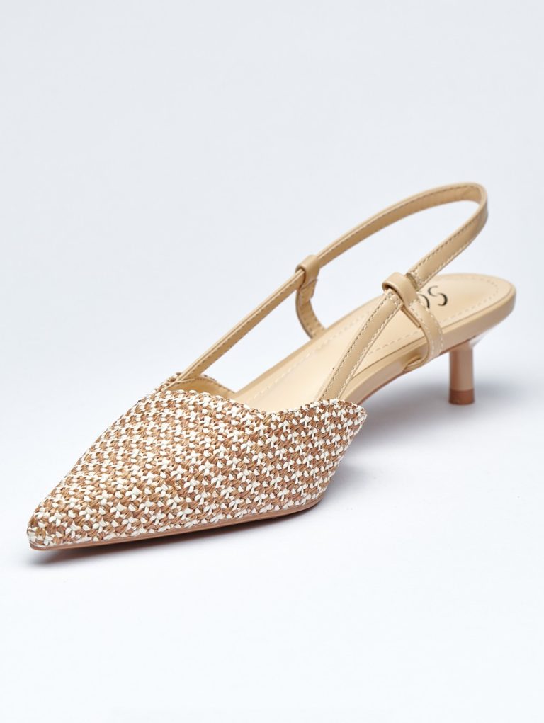 Golden Aura Pumps Pointed Slingback Heels