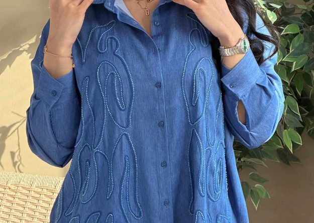 Denim Blossom Oversized Chemiz