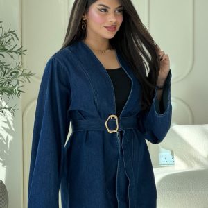 Modern Self-Tie Denim Kimono Jacket