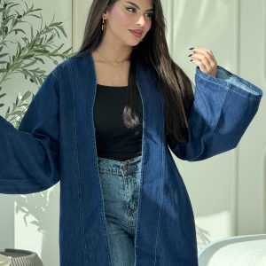 Modern Self-Tie Denim Kimono Jacket