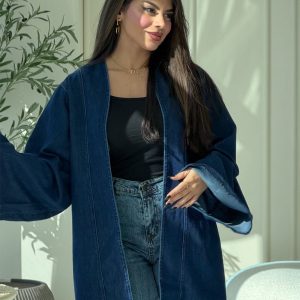 Modern Self-Tie Denim Kimono Jacket