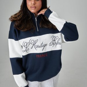 Striped Half-Zip Sweatshirt