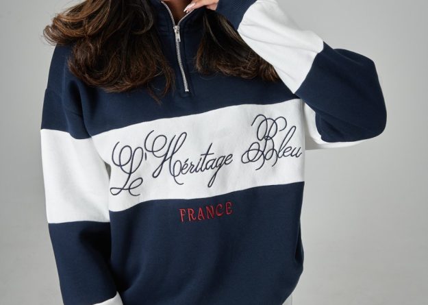 Striped Half-Zip Sweatshirt
