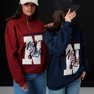 HALF-ZIP APPLIQUÉ SWEAT JACKET