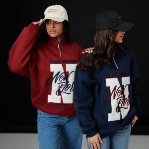 HALF-ZIP APPLIQUÉ SWEAT JACKET