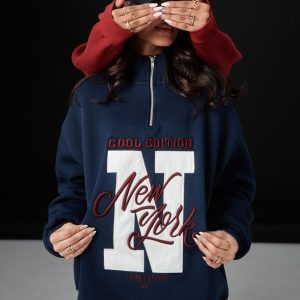 HALF-ZIP APPLIQUÉ SWEAT JACKET