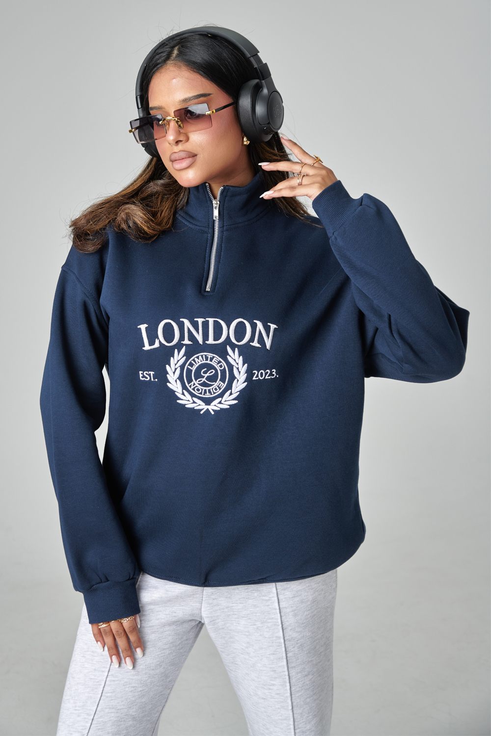 Chic High Neck Sweat Jacket