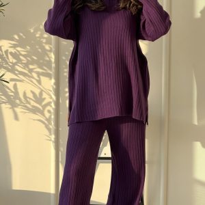 Cozy Ribbed Sweat Set for Effortless Comfort