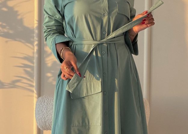 Stylish Buttoned Belted Maxi Dress