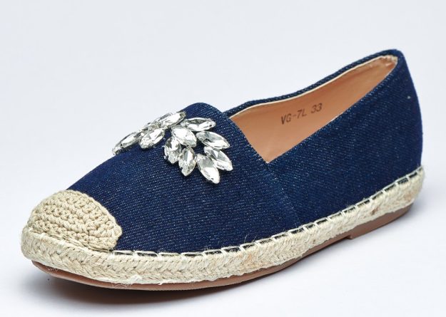 Crystal Bloom Denim Espadrilles for Kids