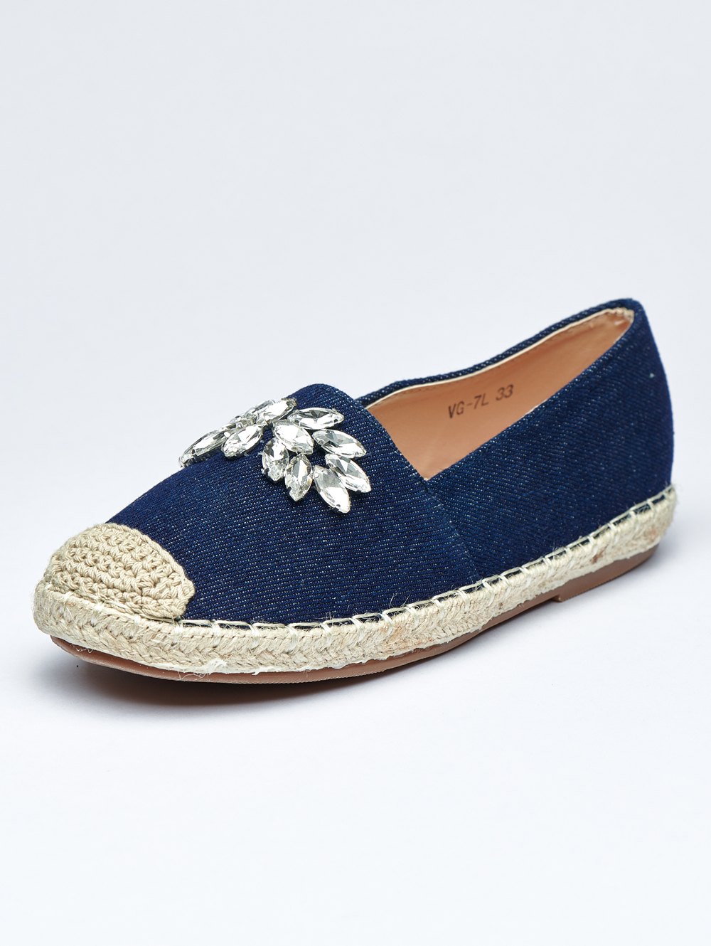 Crystal Bloom Denim Espadrilles for Kids