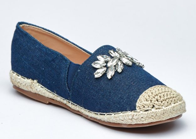 Crystal Bloom Denim Espadrilles for Kids