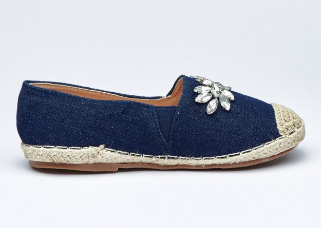 Crystal Bloom Denim Espadrilles for Kids