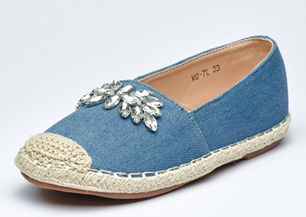 Crystal Bloom Denim Espadrilles for Kids