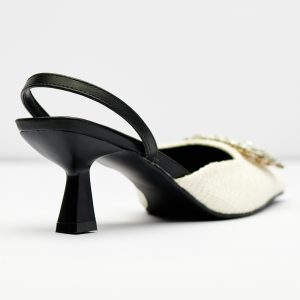 Elegant Tweed Crystal Slingback Heels