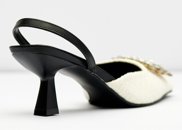 Elegant Tweed Crystal Slingback Heels