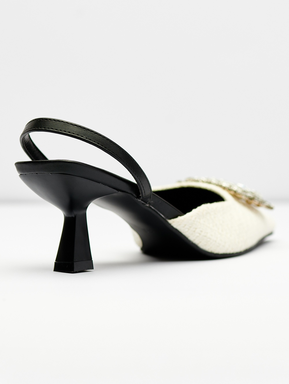 Elegant Tweed Crystal Slingback Heels