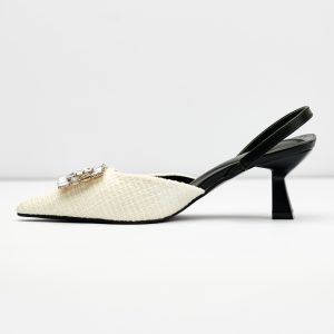 Elegant Tweed Crystal Slingback Heels