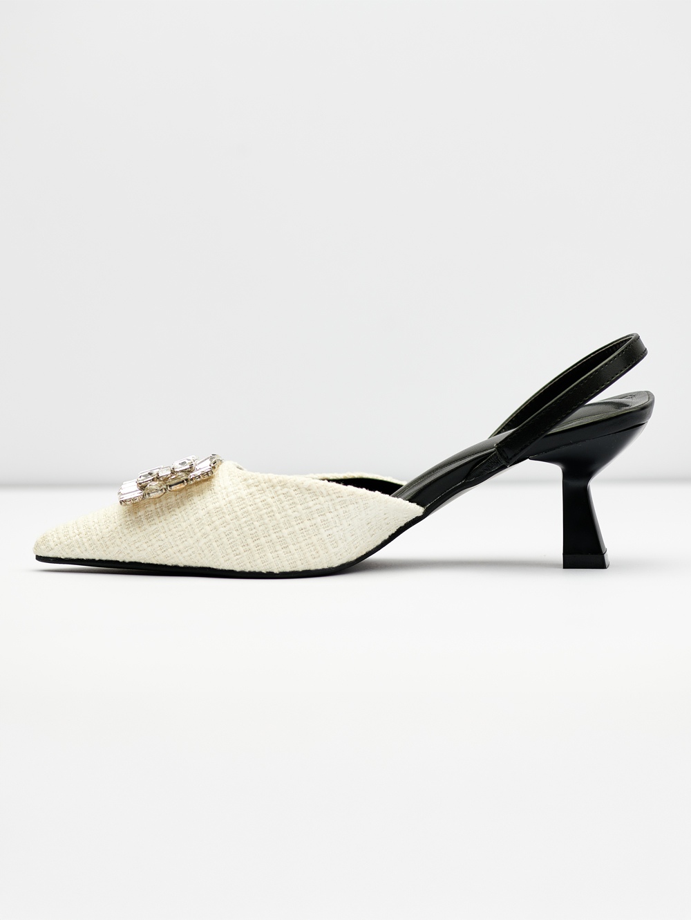 Elegant Tweed Crystal Slingback Heels