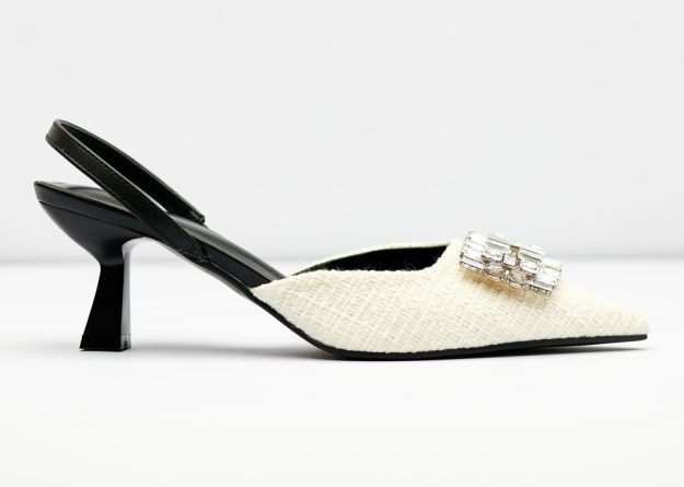 Elegant Tweed Crystal Slingback Heels